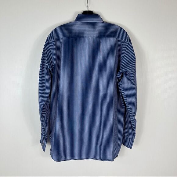Nautica Men’s Size 16 34/35 Long Sleeve Button Up Blue Stripe Wrinkle Free Shirt - Picture 4 of 5